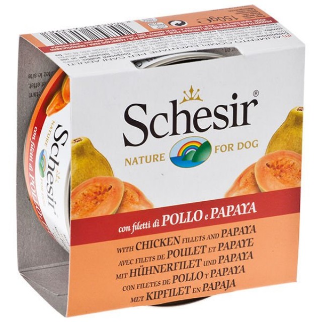 Schesir Tavuk ve Papaya Konserve Köpek Maması 150 Gr