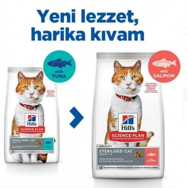 Hills Somonlu Kısırlaştırılmış Yetişkin Kedi Maması 8+2 Kg Hediyeli