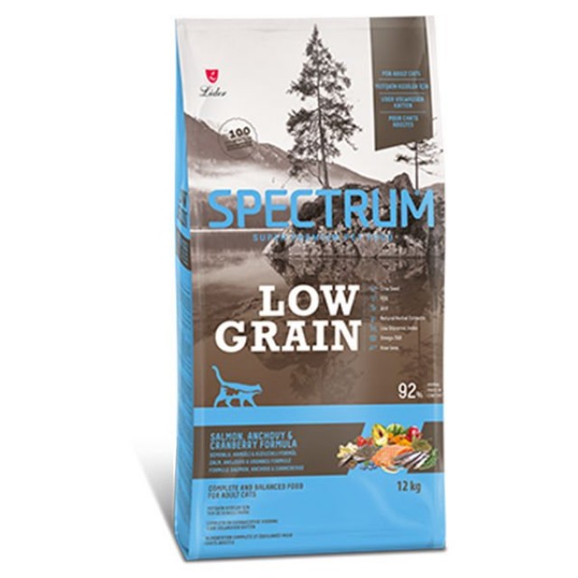 Spectrum Low Grain Somonlu Hamsili ve Kızılcıklı Düşük Tahıllı Yetişkin Kedi Maması 12 Kg