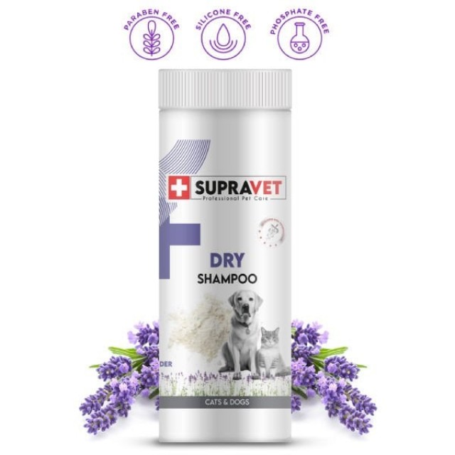 Supravet Dry Shampoo Lavanta Özlü Kedi ve Köpek Toz Şampuan 150 Ml Supravet Dry Shampoo Lavanta Özlü Kedi ve Köpek Toz Şampuan 150 Ml