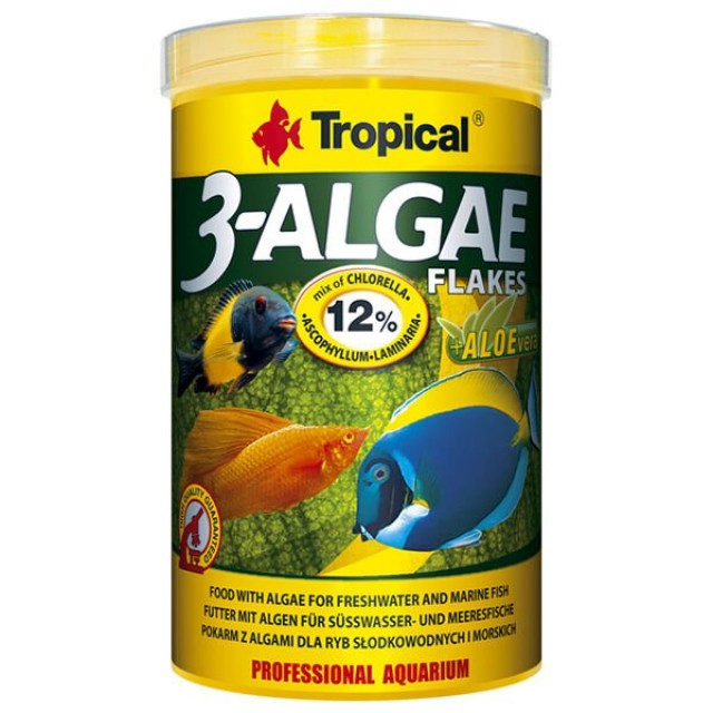 Tropical 3-Algae Flakes Tatlı ve Tuzlu Su Balıkları için Yosunlu Yem 100 Ml 20 Gr