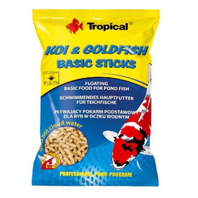 Tropical Koi Goldfish Basic Sticks Havuz Balıkları için Yüzücü Temel Balık Yemi 100 Ml 90 Gr