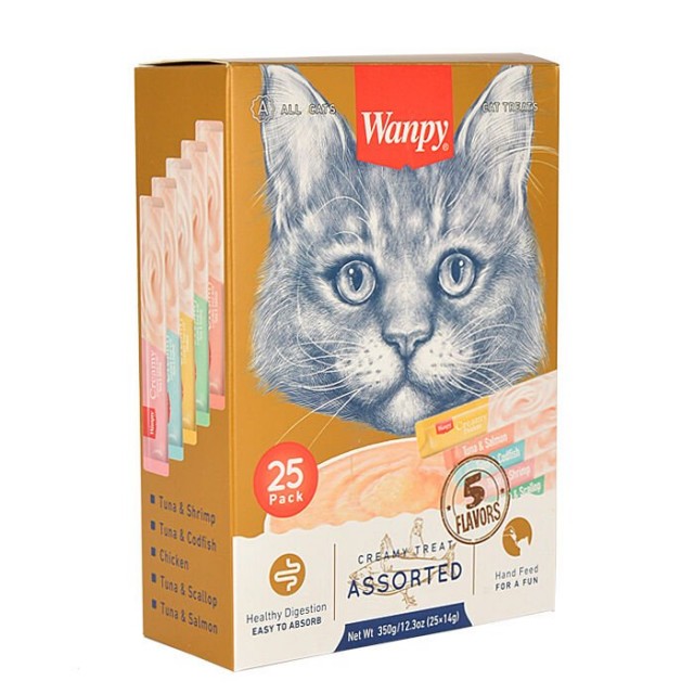 Wanpy Karışık Sıvı Kedi Ödül Maması 25x14 Gr