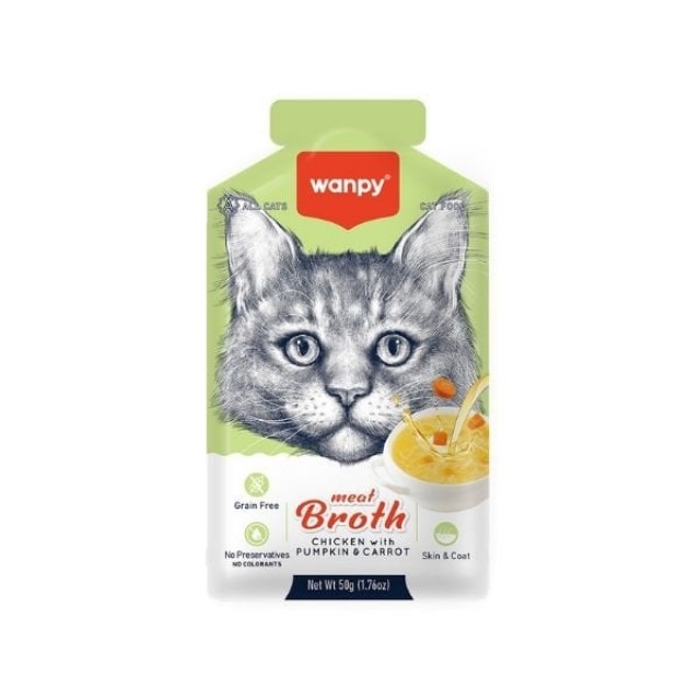 Wanpy Tavuk Etli Bal Kabaklı ve Havuçlu Tahılsız Kedi Çorbası 50 Gr