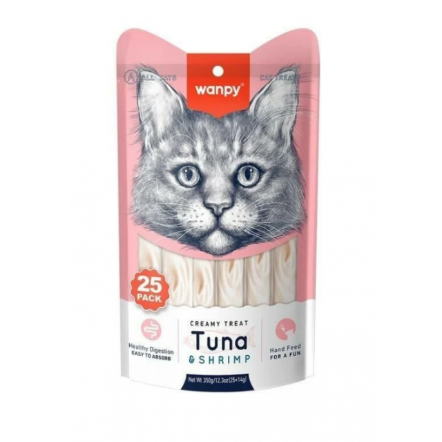 Wanpy Ton Balığı ve Karidesli Sıvı Kedi Ödül Maması 25x14 Gr