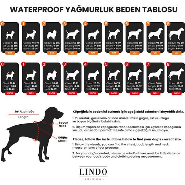 Lindo Dogs Aqua İçi Fileli Su Geçirmez Köpek Yağmurluğu Mavi Beden 0