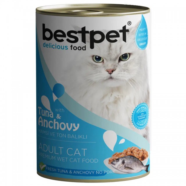 Bestpet Tuna Ve Hamsi Balıklı Yetişkin Kedi Konservesi Gravy 400 Gr