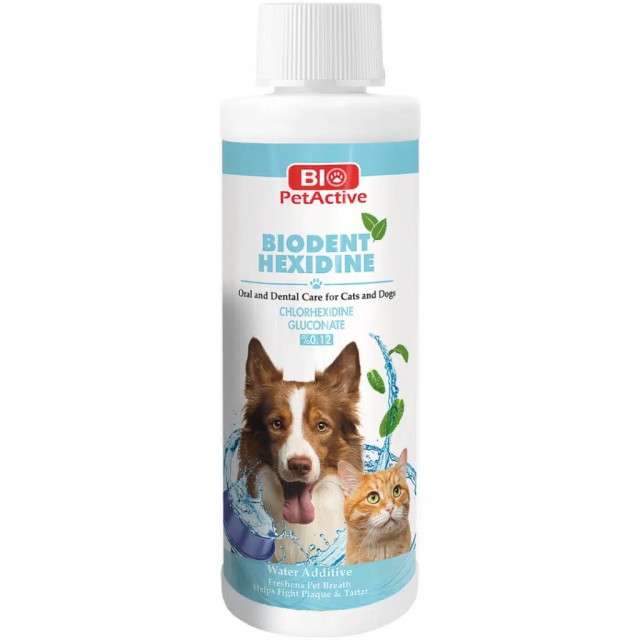 Bio PetActive Biodent Hexidine Kedi ve Köpekler İçin Ağız ve Diş Bakım Ürünü 250 ML