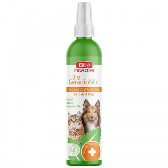 Bio PetActive GeranioMint Kedi ve Köpekler İçin Cilt Tahrişlerini Giderici Tüy Bakım Spreyi 100 ML