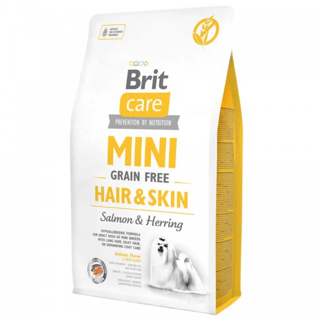 Brit Care Tahılsız Mini Adult Hair Skin Somonlu ve Ringa Balıklı Yetişkin Köpek Maması 2 Kg