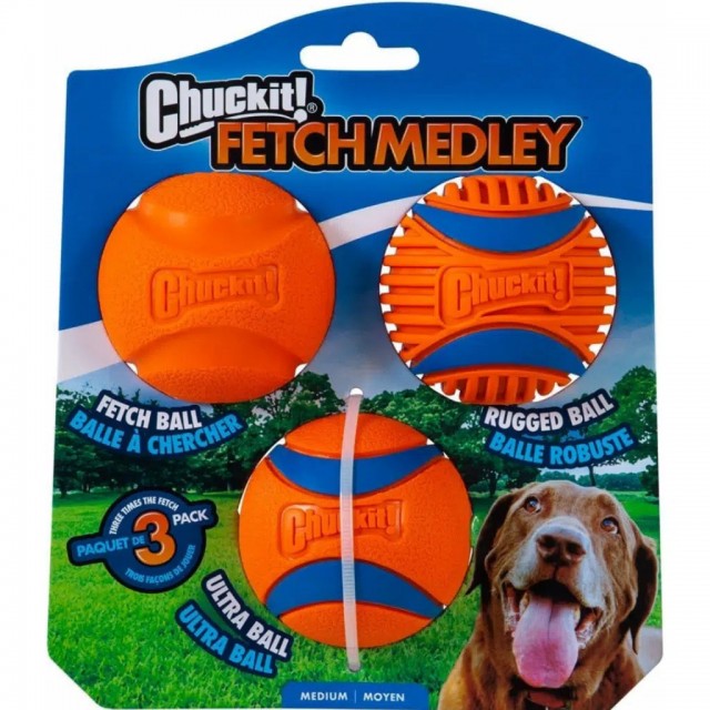 Chuckit! Fetch Medley Gen3 3 Lü Köpek Oyun Topu Orta Boy