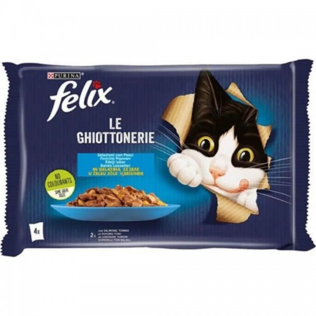 Felix Multipack Somonlu ve Ton Balıklı Kedi Yaş Maması 4x85 Gr