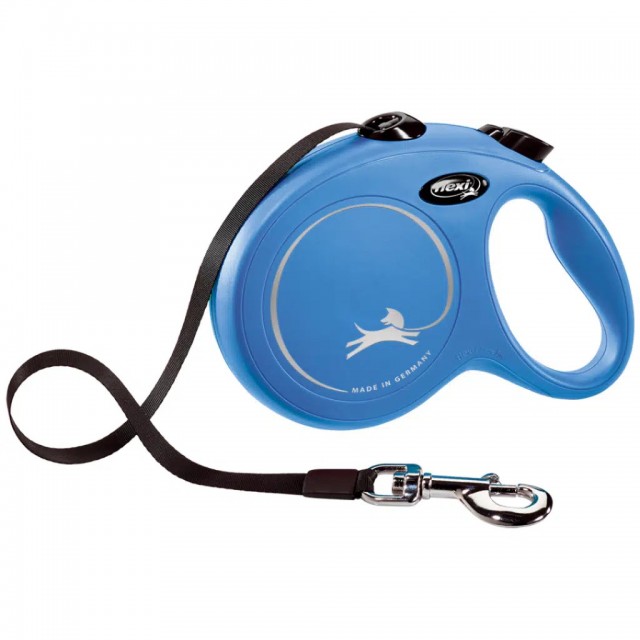 Flexi New Classic Otomatik Şerit Gezdirme Kayışı 5 Metre Medium Mavi