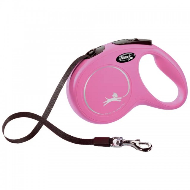 Flexi New Classic Otomatik Şerit Gezdirme Kayışı 5 Metre Small Pembe