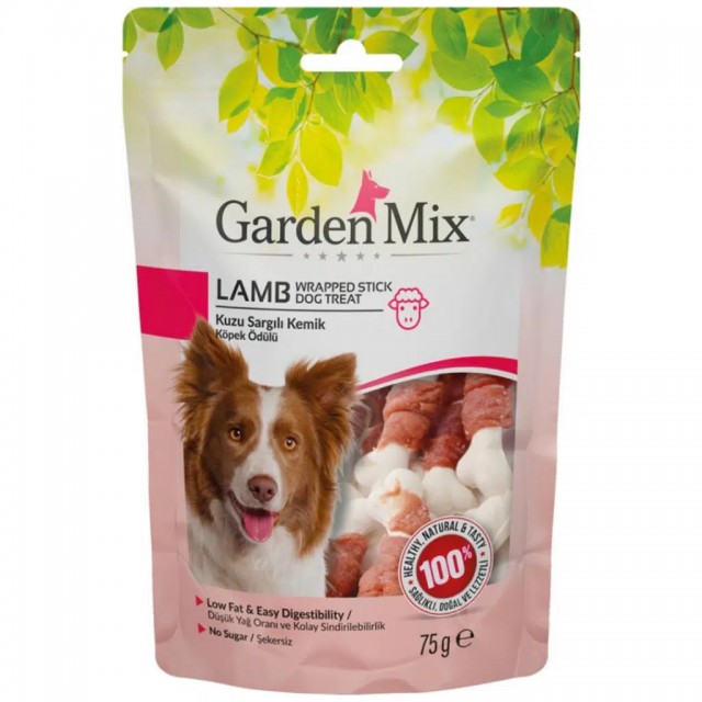 Garden Mix Lamb Wrapped Stick Kuzu Eti Sargılı Kemik Köpek Ödülü 75 Gr