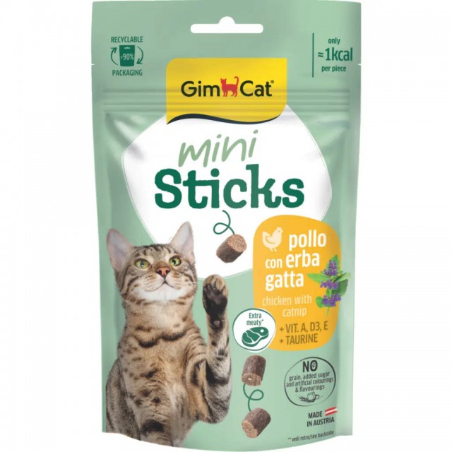 Gimcat Mini Sticks Tavuklu & Kedi Otlu Ödül Çubukları 50 Gr