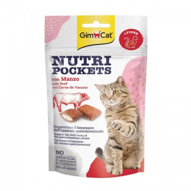 GimCat Nutri Pockets Biftek Beef Malt Kedi Ödülü 60 Gr