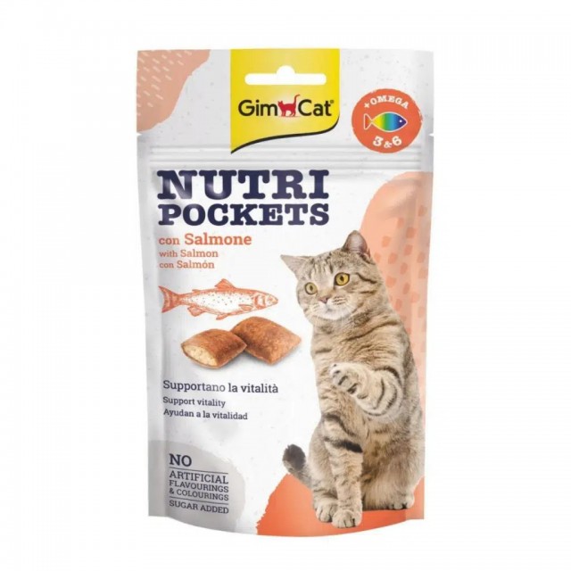 GimCat Nutri Pockets Somon Ve Omega 36 Kedi Ödülü 60 Gr