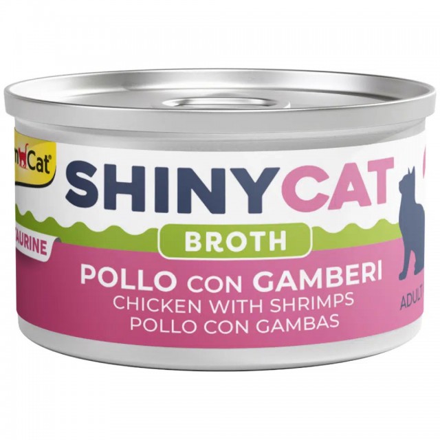 GimCat Shinycat Broth Sos İçinde Tavuklu ve Karidesli Yetişkin Kedi Konservesi 70 Gr