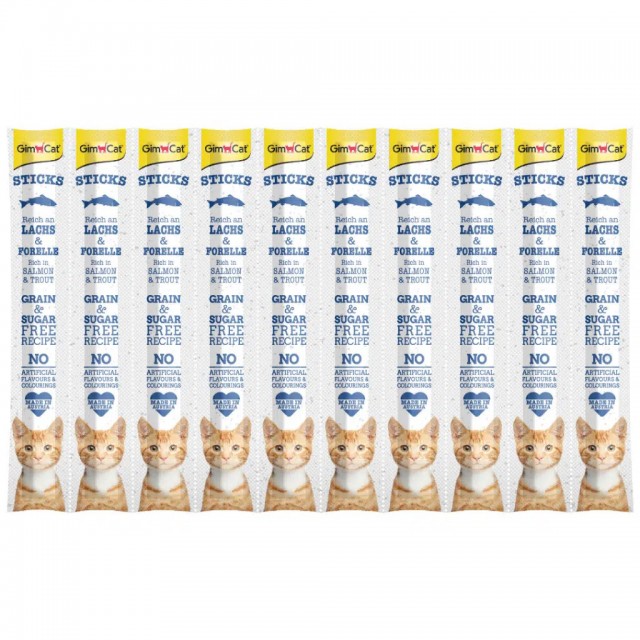 GimCat Sticks Somonlu ve Alabalıklı Tahılsız Kedi Ödülü 10x5 Gr