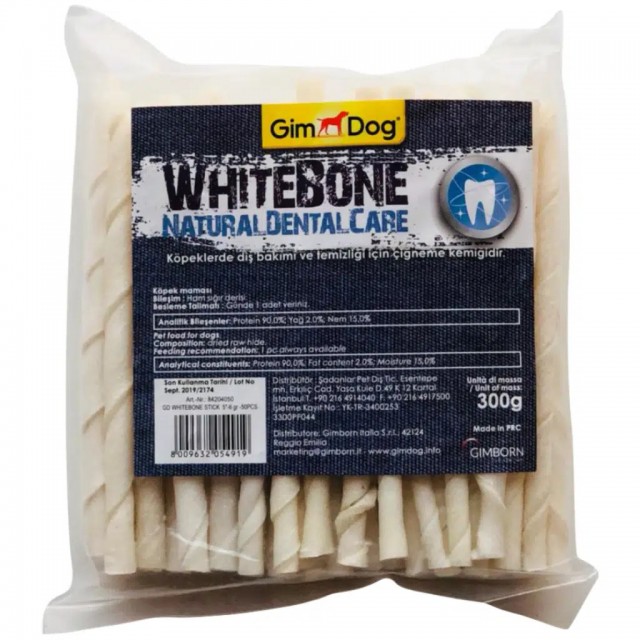 GimDog Whitebone Mordimi Burgu Çubuk Köpek Ödülü 50 Li 300 Gr