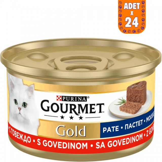 Gourmet Gold Kıyılmış Sığır Etli Kedi Konserve Maması 85 Gr 24 Adet