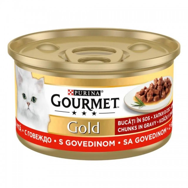 Gourmet Gold Parça Etli ve Soslu Sığır Etli Kedi Konservesi 85 Gr