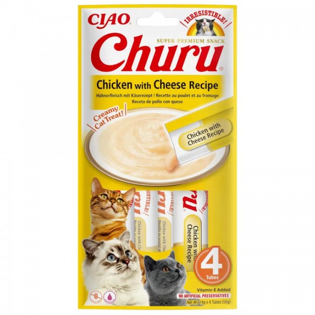 inaba Ciao Churu Cream Tavuklu ve Peynirli Krema Kedi Ödülü 4x14 Gr