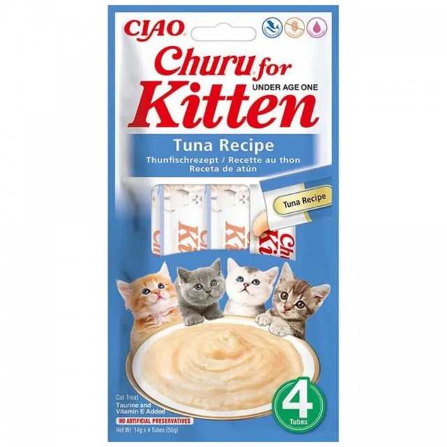 inaba Ciao Churu Kitten Cream Ton Balıklı Krema Yavru Kedi Ödülü 4x14 Gr