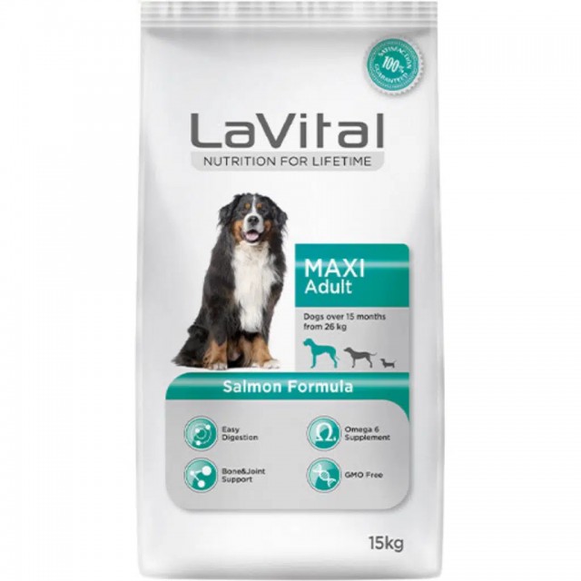 LaVital Maxi Adult Somonlu Büyük Irk Yetişkin Köpek Maması 15 Kg
