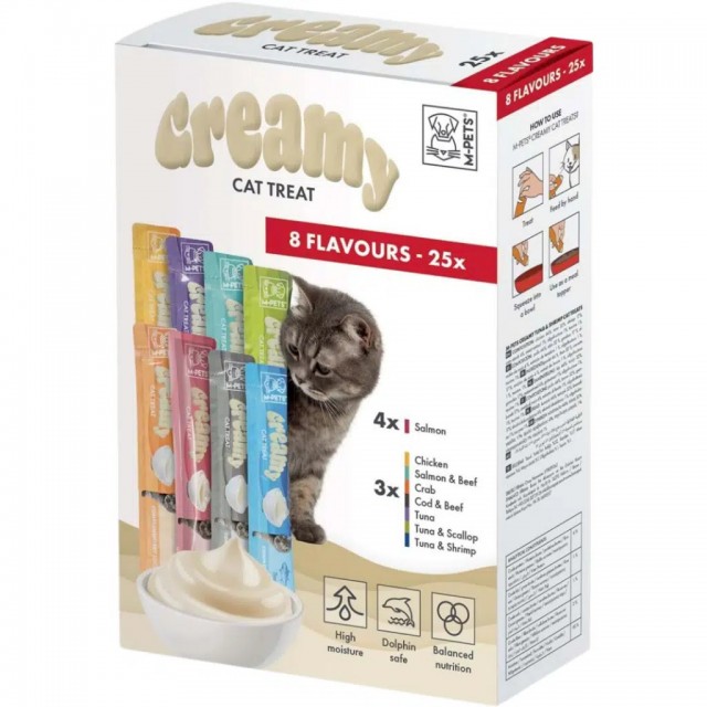 M-PETS Creamy 8 Lezzet Karışık Krema Kedi Ödülü 25x15 Gr
