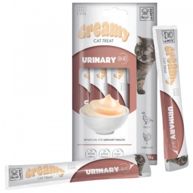 M-PETS Creamy Fonksiyonel Urinary Tavuklu ve Ördekli Krema Kedi Ödülü 4x15 Gr