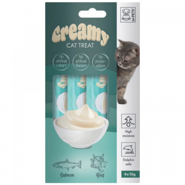 M-PETS Creamy Somon Balıklı ve Sığır Etli Krema Kedi Ödülü 4x15 Gr