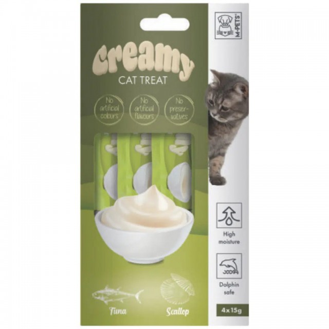 M-PETS Creamy Ton Balıklı ve Deniz Taraklı Krema Kedi Ödülü 4x15 Gr