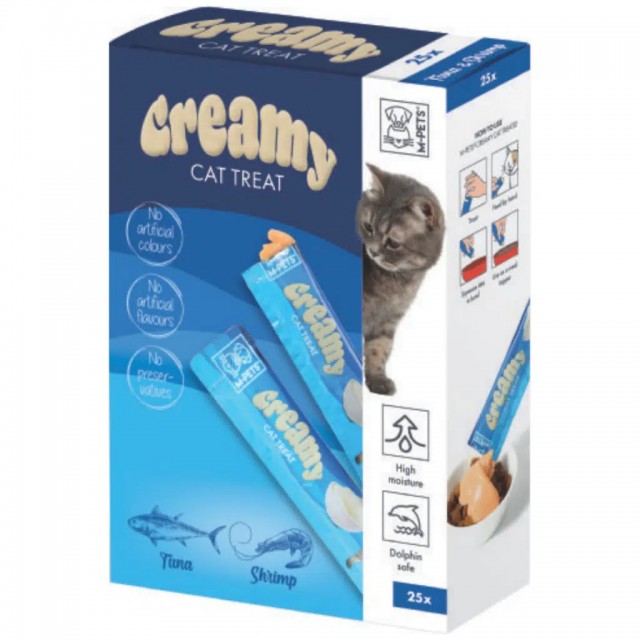 M-PETS Creamy Ton Balıklı ve Karidesli Krema Kedi Ödülü 25x15 Gr