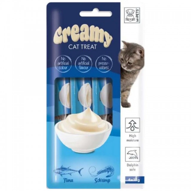 M-PETS Creamy Ton Balıklı ve Karidesli Krema Kedi Ödülü 4x15 Gr