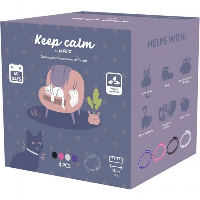 M-Pets Keep Calm Calming Sakinleştirici Kedi Tasması 4 Lü Mix Color