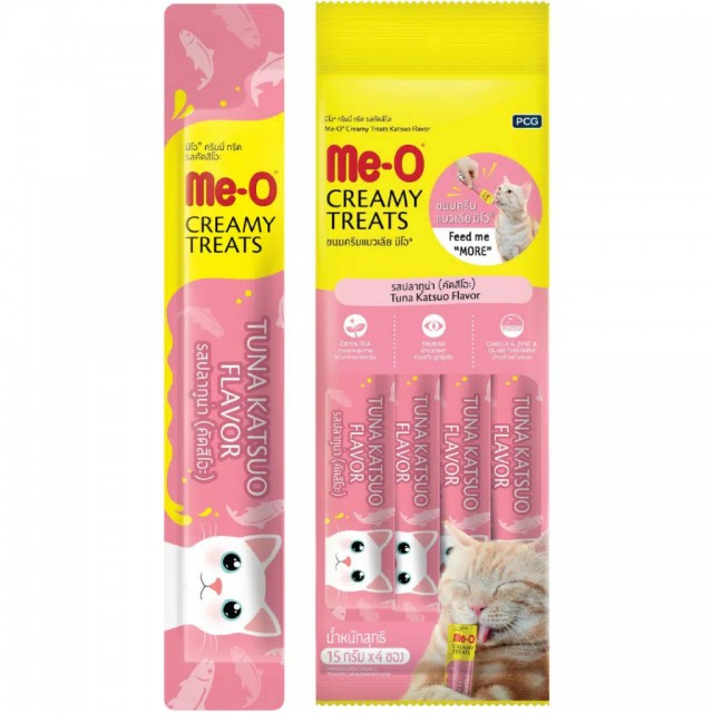 Me-O Creamy Çizgili Orkinos ve Ton Balıklı Kedi Krema Ödülü 4x15 Gr