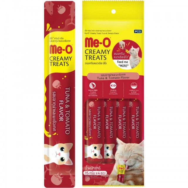 Me-O Creamy Ton Balıklı ve Domates Lezzetli Kedi Ödülü 4x15 Gr