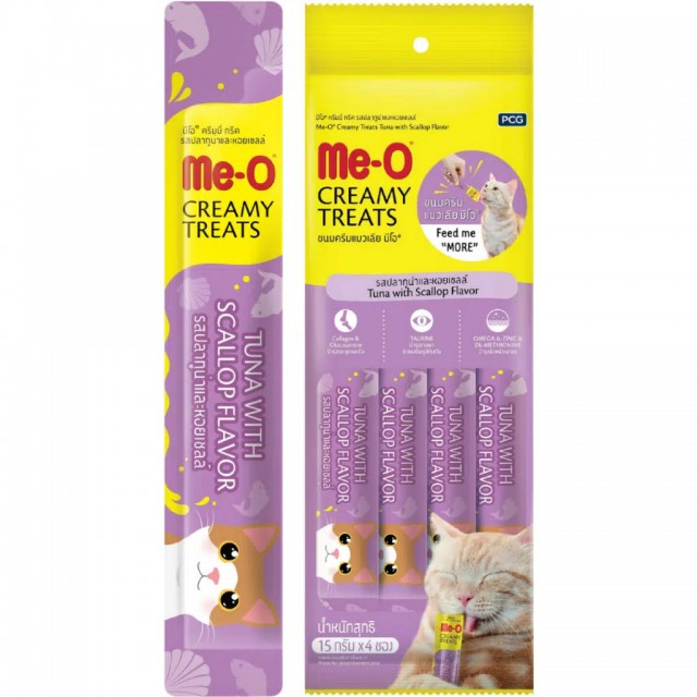 Me-O Creamy Ton Balıklı ve Deniz Tarağı Krema Kedi Ödülü 4x15 Gr
