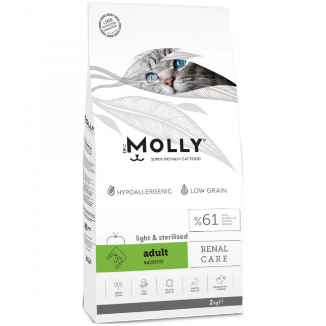 Molly Düşük Tahıllı Hypoallergenic Light & Sterilised Somonlu Kısırlaştırılmış Kedi Maması 2 Kg