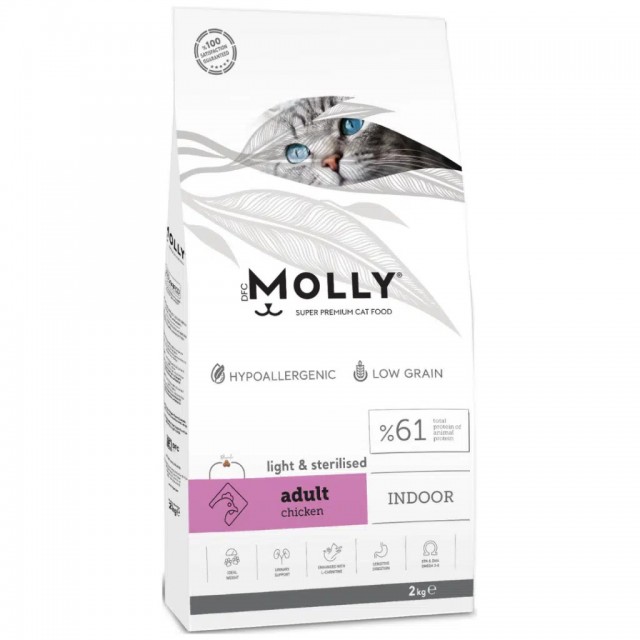 Molly Düşük Tahıllı Hypoallergenic Light & Sterilised Tavuklu Kısırlaştırılmış Kedi Maması 2 Kg