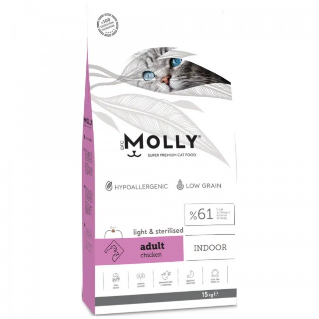Molly Düşük Tahıllı Hypoallergenic Light & Sterilised Tavuklu Kısırlaştırılmış Kedi Maması 15 Kg