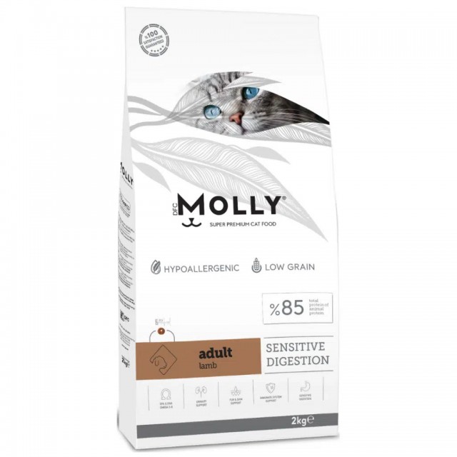Molly Düşük Tahıllı Hypoallergenic Sensitive Digestion Kuzu Etli Yetişkin Kedi Maması 2 Kg
