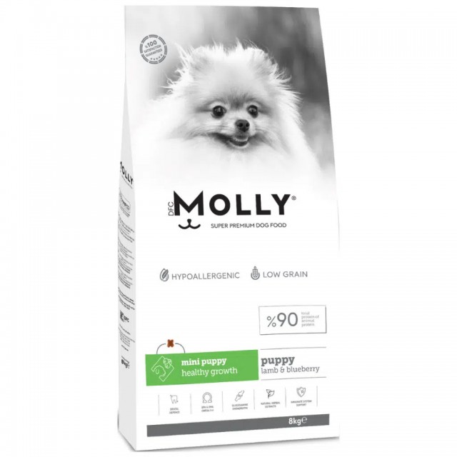 Molly Mini Puppy Kuzu Etli & Yaban Mersinli Küçük Irk Yavru Köpek Maması 8 Kg