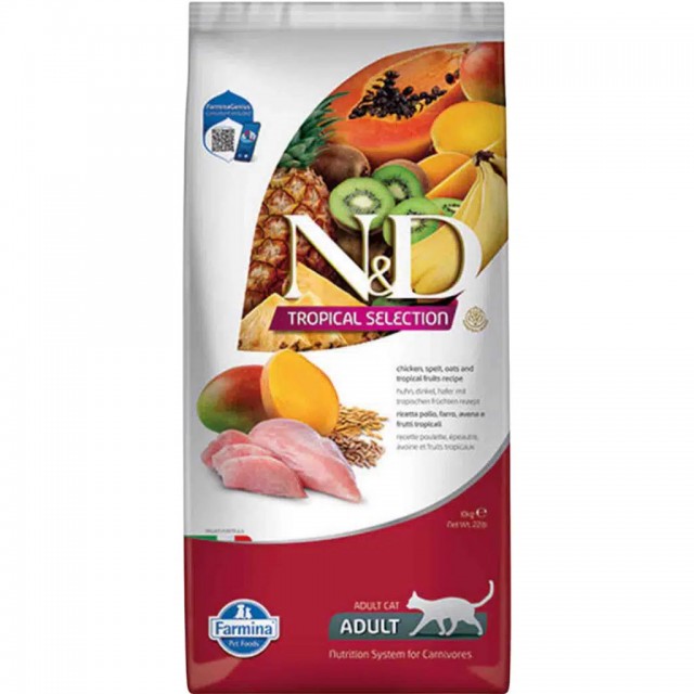 N&D Tropical Selection Tavuklu Yetişkin Kedi Maması 10 Kg