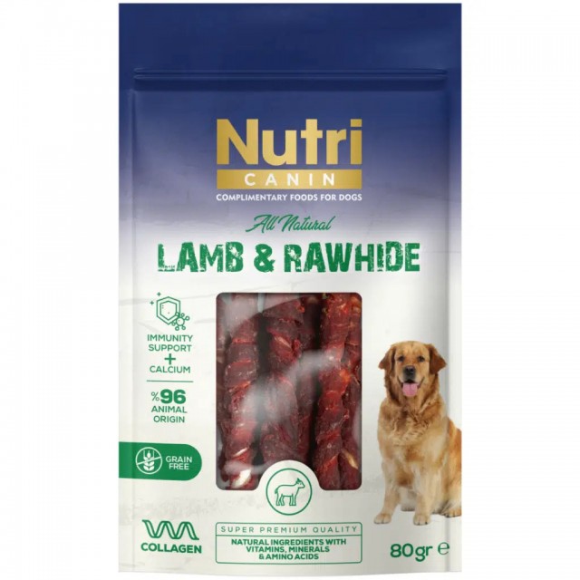 Nutri Canin Rawhide Kuzu Eti Sargılı Burgu Kemik Köpek Ödülü 80 Gr