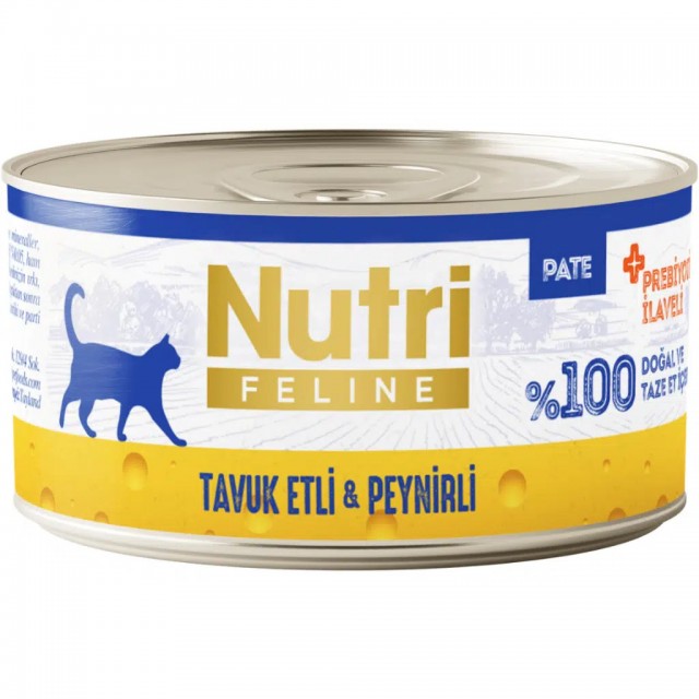 Nutri Feline Tavuk Etli ve Peynirli Tahılsız Yetişkin Kedi Konservesi Pate 70 Gr