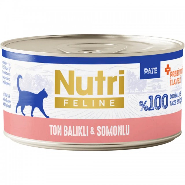 Nutri Feline Ton Balıklı ve Somonlu Tahılsız Yetişkin Kedi Konservesi Pate 70 Gr