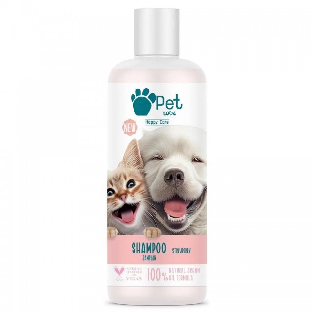 Pet Love Kediler ve Köpekler İçin %100 Doğal Argan Yağlı Çilek Kokulu Şampuan 250 ML